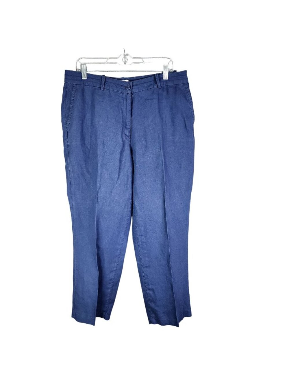 Womens Petite L.L.Bean Blue Classic Fit 100% Linen Pants Hi Rise Size 14P